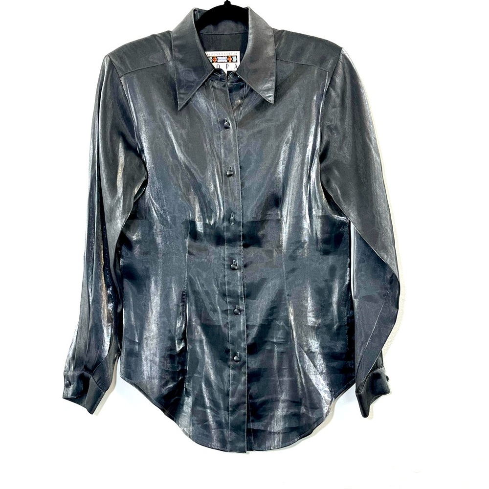Hairston Roberson Ropa Silver Button Down Blouse